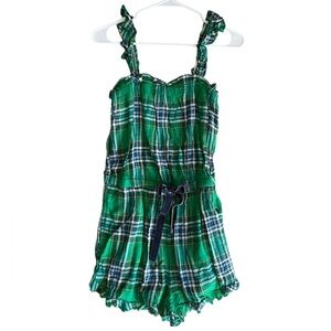 Aerie women’s size M Plaid Flannel Ruffled Sleepwear Romper Pajamas Loungewear